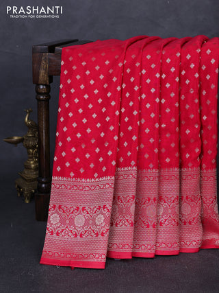 Banarasi silk saree red with allover thread & zari woven buttas and zari woven border