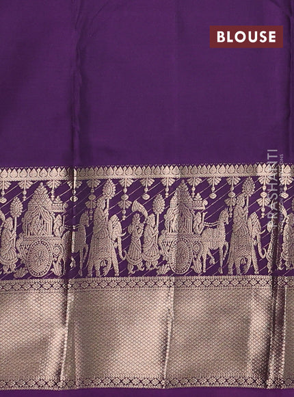 Bangalori silk saree cs blue and purple with zari woven buttas and long zari woven border