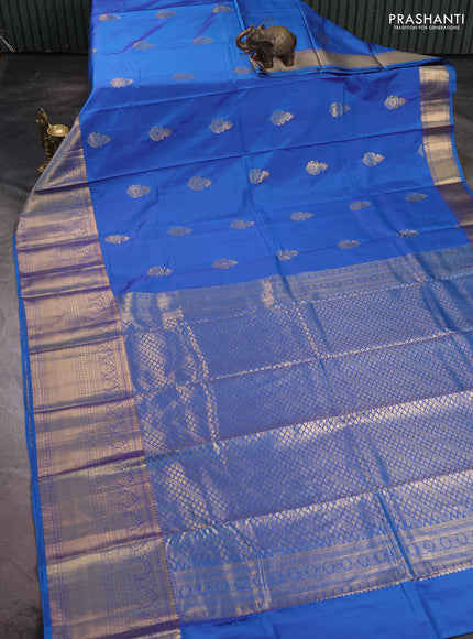 Bangalori silk saree cs blue with zari woven buttas and zari woven border