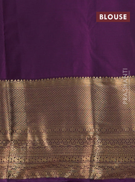 Bangalori silk saree off white and purple with zari woven buttas and long zari woven border