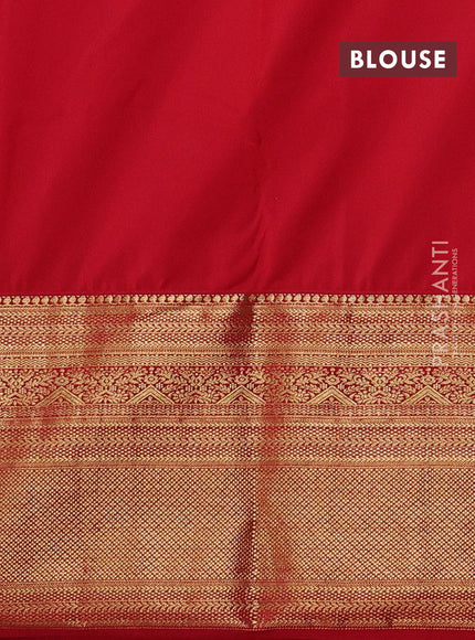Bangalori silk saree peach orange and red with zari woven buttas and long zari woven border