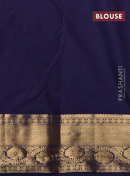 Bangalori silk saree peach pink and navy blue with zari woven buttas and zari woven border