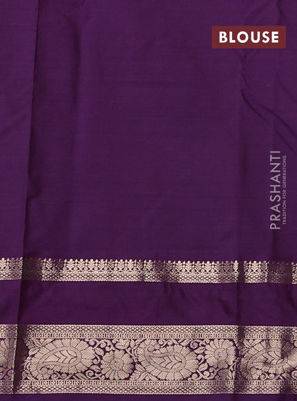 Bangalori silk saree green shade and purple with zari woven buttas and zari woven border