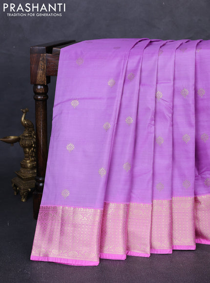 Bangalori silk saree lavender and pink with zari woven buttas and zari woven border