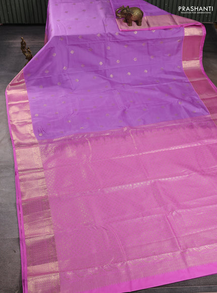 Bangalori silk saree lavender and pink with zari woven buttas and zari woven border