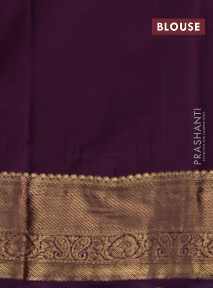 Bangalori silk saree green shade and deep purple with zari woven buttas and zari woven border