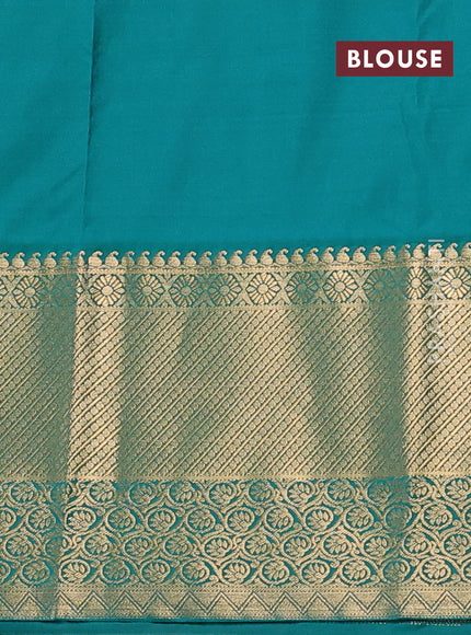 Bangalori silk saree deep purple and green with zari woven buttas and long zari woven border