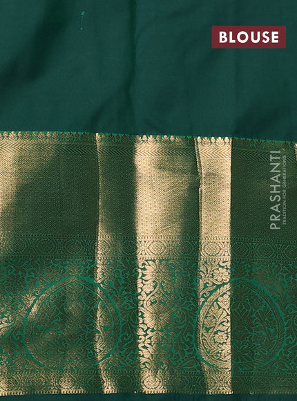 Bangalori silk saree deep purple and green with zari woven buttas and long zari woven border