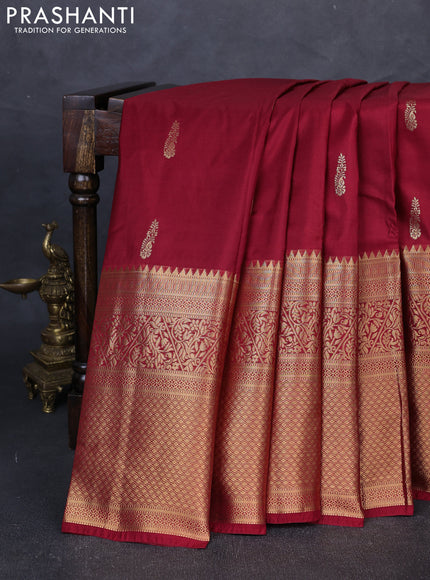 Bangalori silk saree maroon with zari woven buttas and long zari woven border