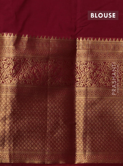 Bangalori silk saree maroon with zari woven buttas and long zari woven border