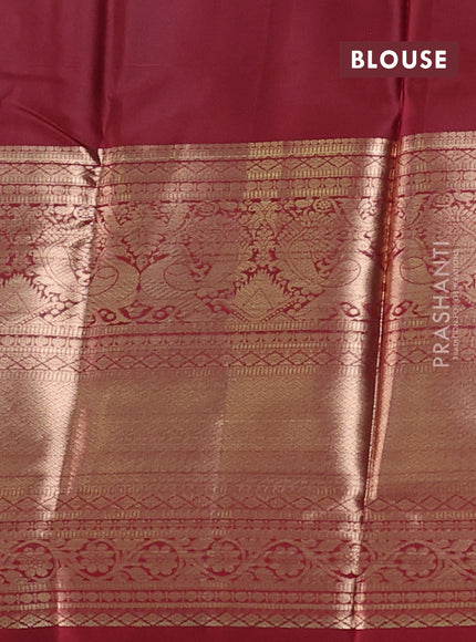 Bangalori silk saree maroon with zari woven buttas and long rettapet zari woven border