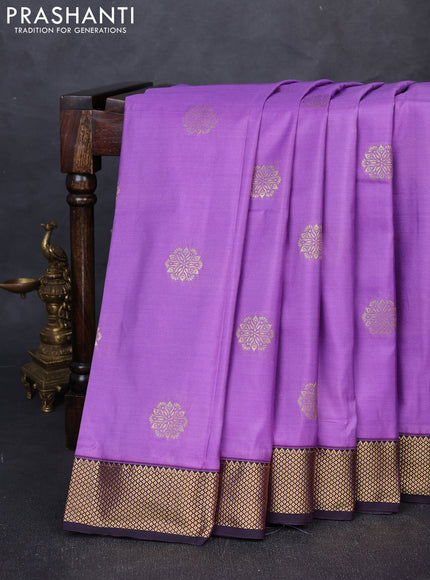 Bangalori silk saree lavender and purple with zari woven buttas and zari woven border