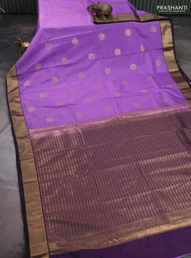Bangalori silk saree lavender and purple with zari woven buttas and zari woven border