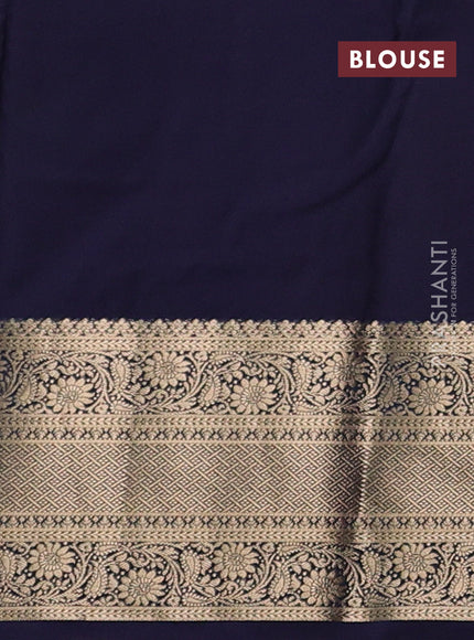 Bangalori silk saree teal green and navy blue with zari woven buttas and zari woven border