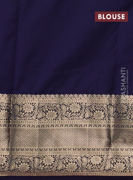 Bangalori silk saree lotus pink and navy blue with zari woven buttas and zari woven border