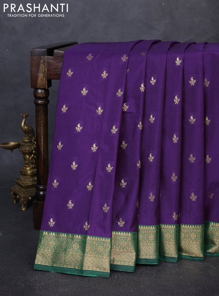 Bangalori silk saree violet and green with allover zari woven buttas and zari woven border