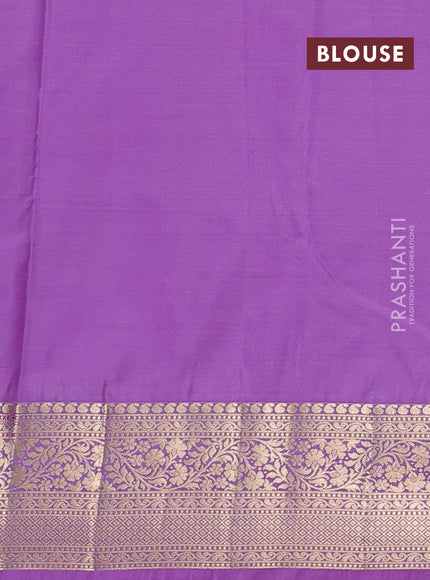 Bangalori silk saree teal green and lavender with zari woven buttas and zari woven border