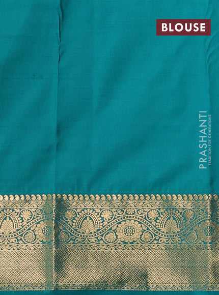 Bangalori silk saree deep wine and teal green with zari woven buttas and zari woven border