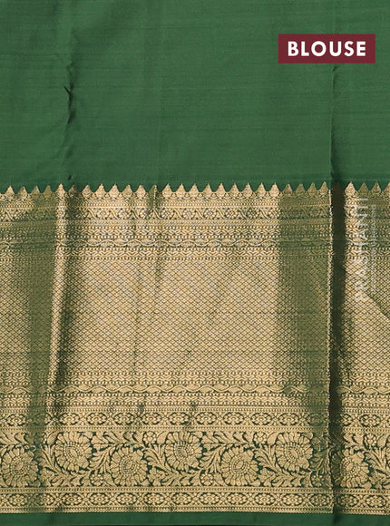 Bangalori silk saree violet and olive green with zari woven buttas and long zari woven border