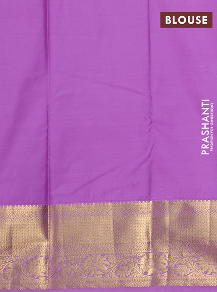 Bangalori silk saree teal blue and lavender with zari woven buttas and zari woven border