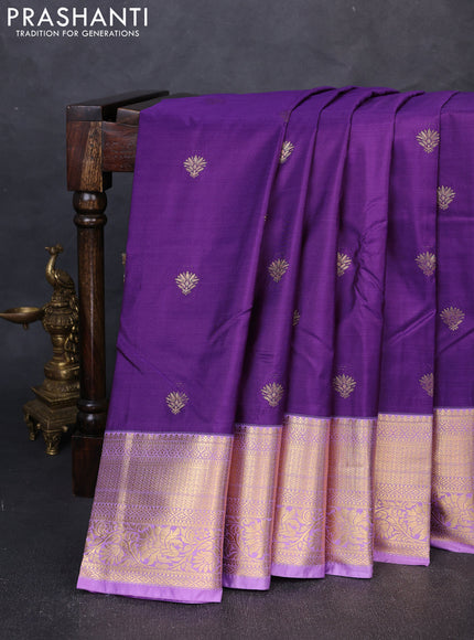 Bangalori silk saree purple and lavender with zari woven buttas and zari woven border