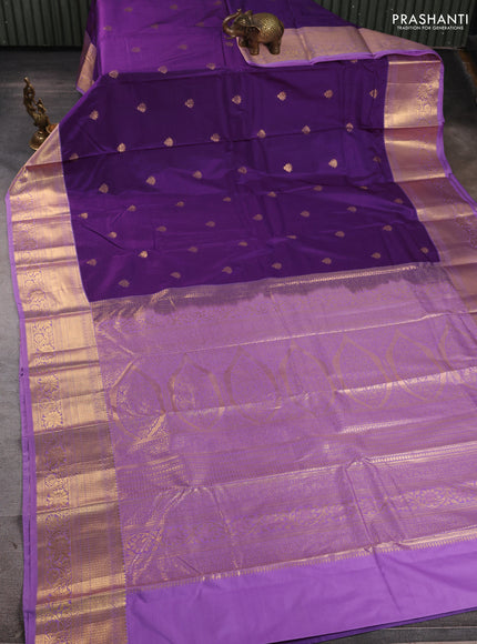 Bangalori silk saree purple and lavender with zari woven buttas and zari woven border