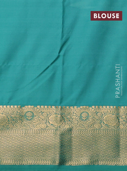 Bangalori silk saree purple and teal green with zari woven buttas and zari woven border