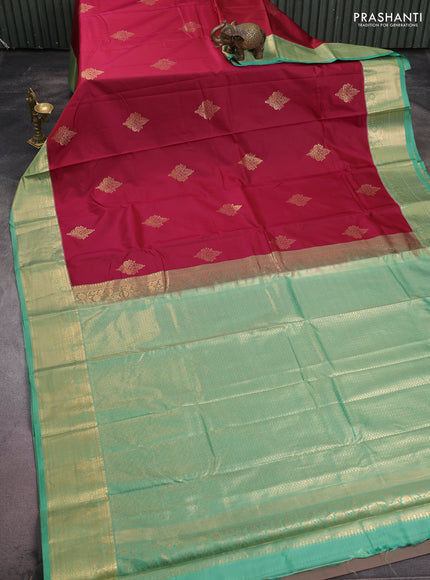 Bangalori silk saree maroon and green shade with zari woven buttas and zari woven border