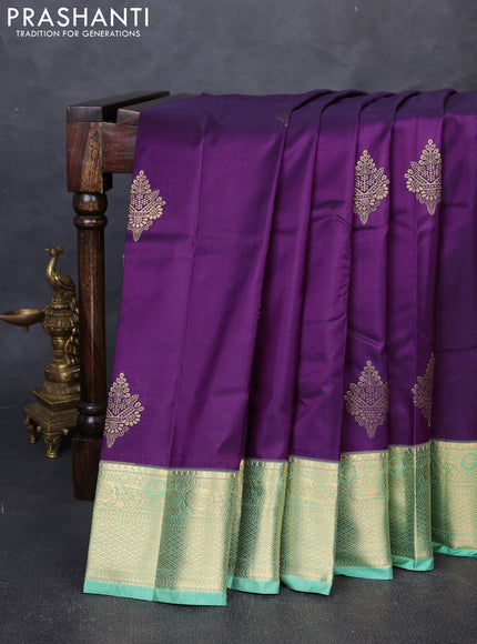 Bangalori silk saree purple and green shade with zari woven buttas and zari woven border