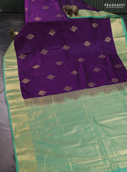 Bangalori silk saree purple and green shade with zari woven buttas and zari woven border
