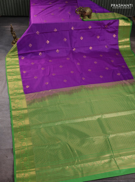 Bangalori silk saree purple and light green with zari woven buttas and zari woven border