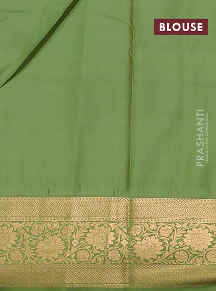 Bangalori silk saree orange and light green with zari woven buttas and zari woven border