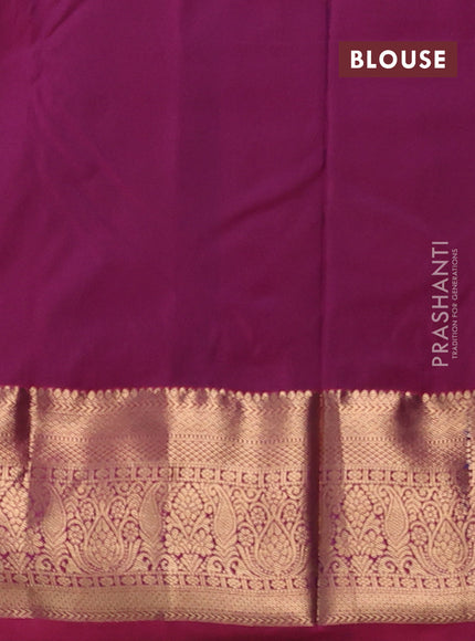 Bangalori silk saree violet and pink with zari woven buttas and zari woven border