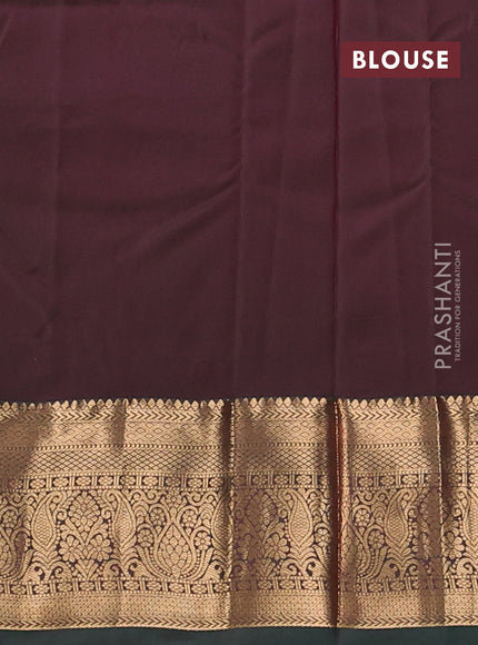 Bangalori silk saree rust shade and green with zari woven buttas and zari woven border
