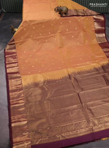 Bangalori silk saree sandal and maroon with zari woven buttas and zari woven border