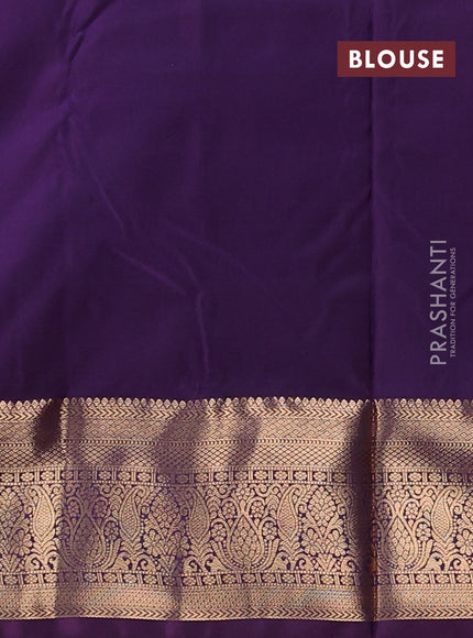 Bangalori silk saree bottle green and deep purple with zari woven buttas and zari woven border