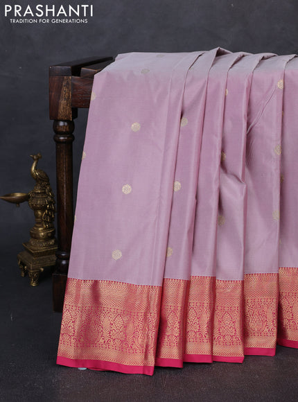 Bangalori silk saree pastel lavender and pink with zari woven buttas and zari woven border