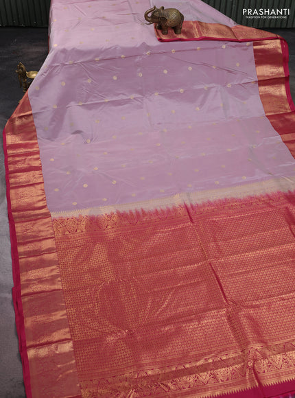 Bangalori silk saree pastel lavender and pink with zari woven buttas and zari woven border