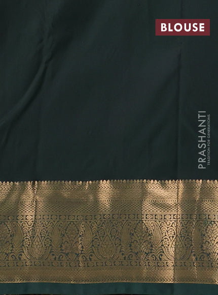 Bangalori silk saree dark mustard and green with zari woven buttas and zari woven border