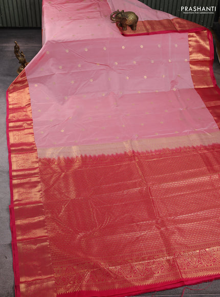 Bangalori silk saree pastel pink and pink with zari woven buttas and zari woven border
