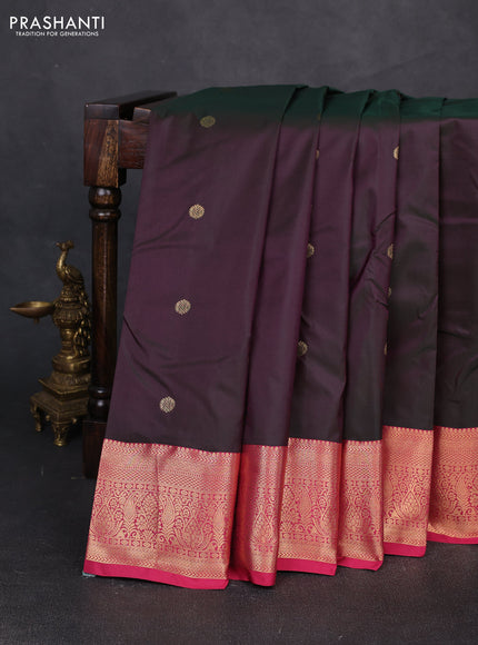 Bangalori silk saree dual shade of green and pink with zari woven buttas and zari woven border