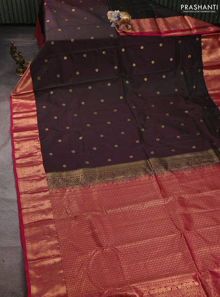 Bangalori silk saree dual shade of green and pink with zari woven buttas and zari woven border