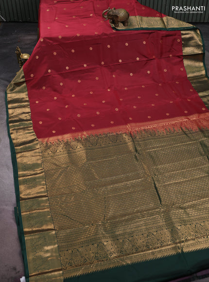 Bangalori silk saree maroon and bottle green with zari woven buttas and zari woven border
