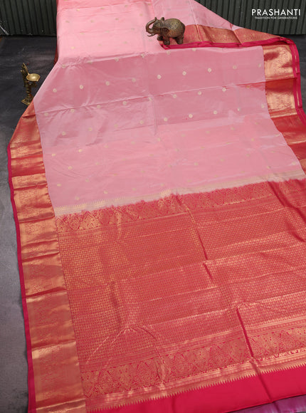 Bangalori silk saree pastel pink and pink with zari woven buttas and zari woven border