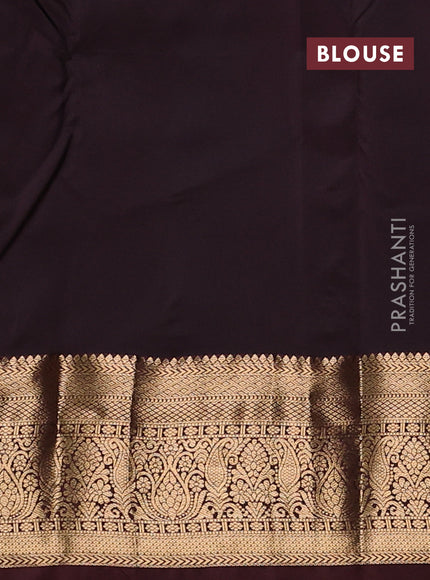 Bangalori silk saree teal green and coffee brown with zari woven buttas and zari woven border