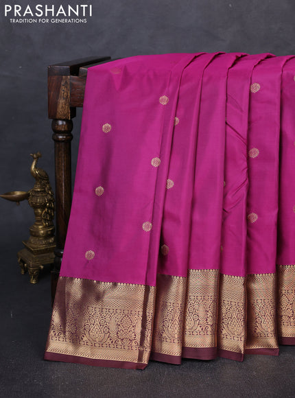 Bangalori silk saree pink and coffee brown with zari woven buttas and zari woven border