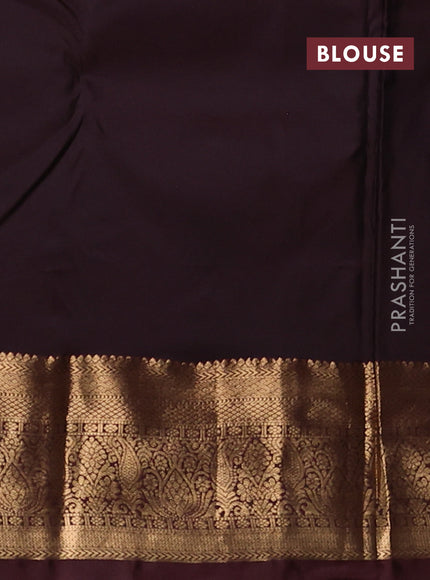 Bangalori silk saree dark mustard and coffee brown with zari woven buttas and zari woven border