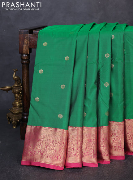 Bangalori silk saree light green and pink with zari woven buttas and zari woven border