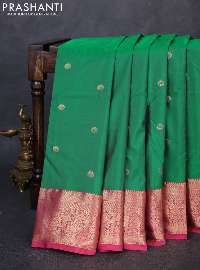 Bangalori silk saree light green and pink with zari woven buttas and zari woven border