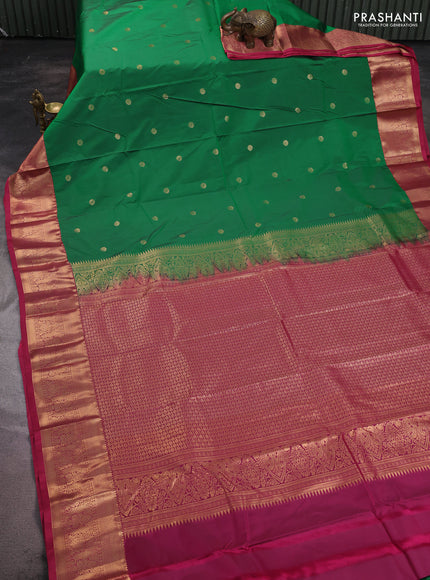 Bangalori silk saree light green and pink with zari woven buttas and zari woven border
